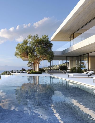 Galeria Proyectos Marbesur 0002 Swimming Pool With Palm Tree House Background